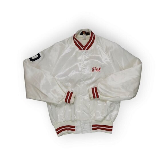 Vintage‎ 60s "All Stars" White Satin Bomber Varsity Jacket Mens Large - Picture 3 of 10